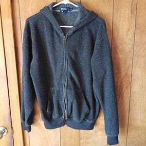 Polo by Ralph Lauren Fleece Zip Hoodie Jacket Gray Size Small Classic Full Zip
